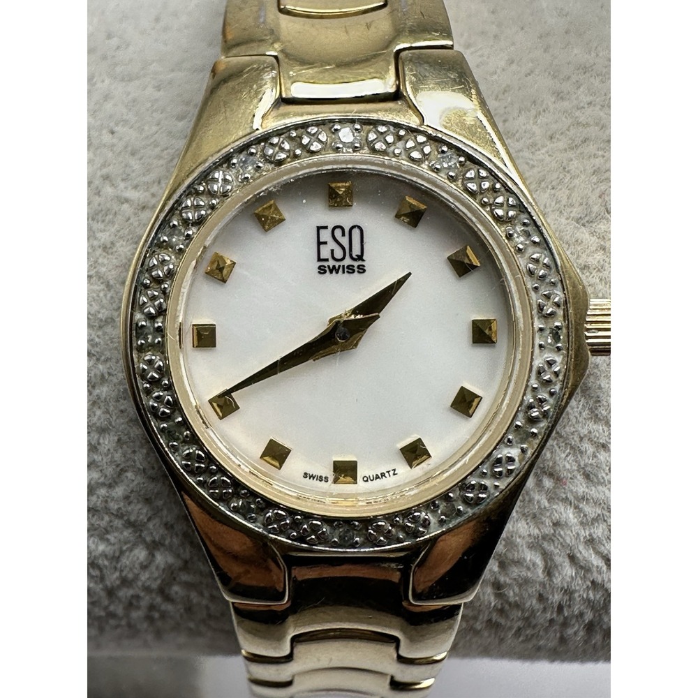 ESQ By Movado E5283 Ladies‎ MOP Watch New Battery 22MM 6.25" Rare F43